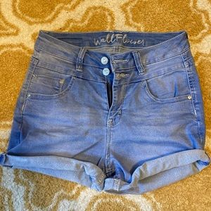WALLFLOWER LIGHT WASH HIGH WAISTED SHORTS